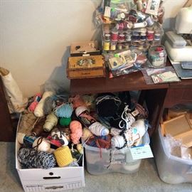 LOTS OF YARN AND SEWING SUPPLIES