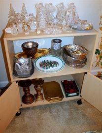 Rolling cart, Christmas, candleholders, etc. - some of these items may have sold