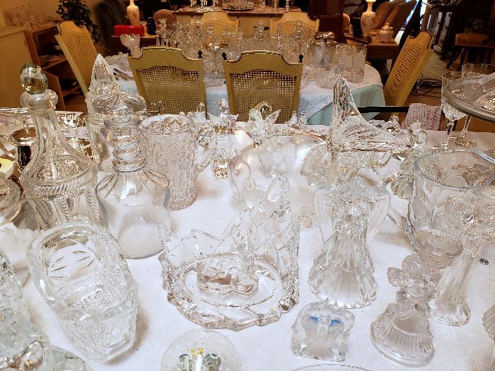 Glass Christmas decor, decanters, and other glass items - some of these may have sold