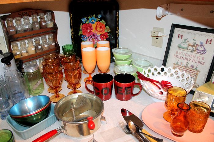 Vintage glassware, kitchen items - some of these items may have sold