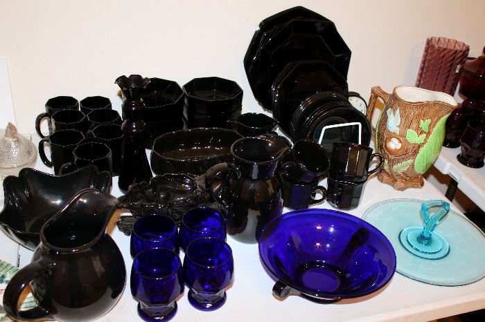 Black and cobalt glassware - some of these items may have sold