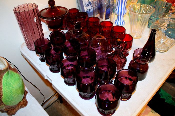 Amethyst and ruby glassware