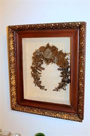 Amazing antique Victorian framed hair wreath