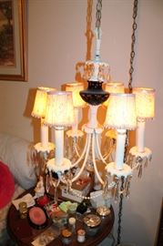 Vintage chandelier swag lamp