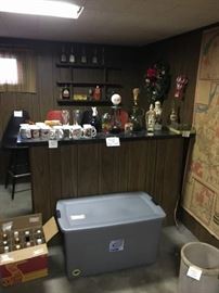 Cool, Heavy Bar with Vintage Items