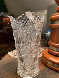 Pressed glass vase.  Not too big and not too small.