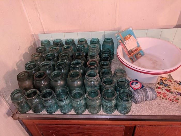 Vintage ball jars and zinc lids.