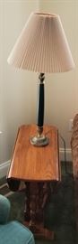 Drop leaf accent table and green stem lamp