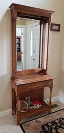 Contemporary oak hall tree, this is a beautiful piece! Measures 80" x 32" x 15"