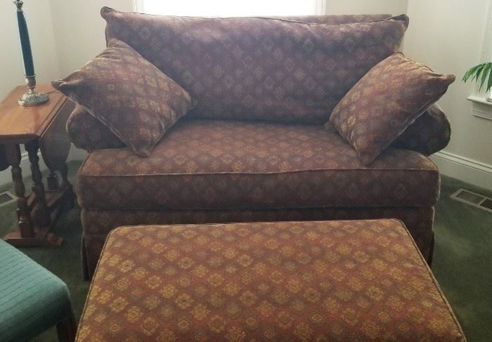 Super comfortable upholstered oversized chair and matching ottoman, measures 53L x 37"W x 36"H