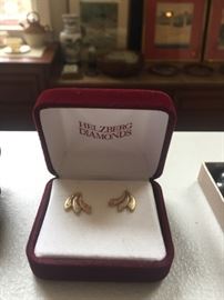 3 tone gold, silver and rose gold earrings