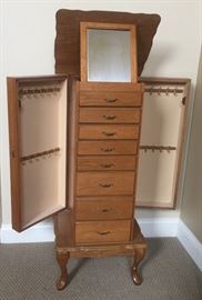 Oak jewelry armoire in excellent condition!