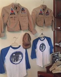 Vintage Star Wars Luke Skywalker Rebel Fatigue jackets with original fan club patches, two youth sizes available / Vintage original Star Wars fan club member T-shirts!