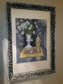 Nicely framed picture under glass with well made ornate frame.