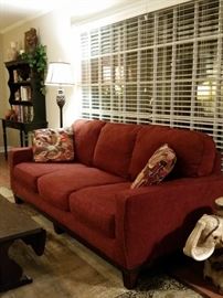 Nice cotton blend sofa with reversible bottom cushions, back are attached.