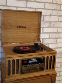 Detrola AM/FM radio, record, and CD player
