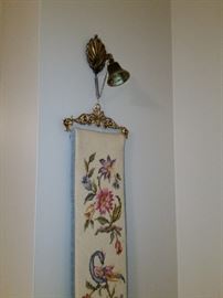 Needlepoint tapestry wall hanging  bell pull.