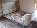 Beautiful French Antique Bed with Carving and Upholstery