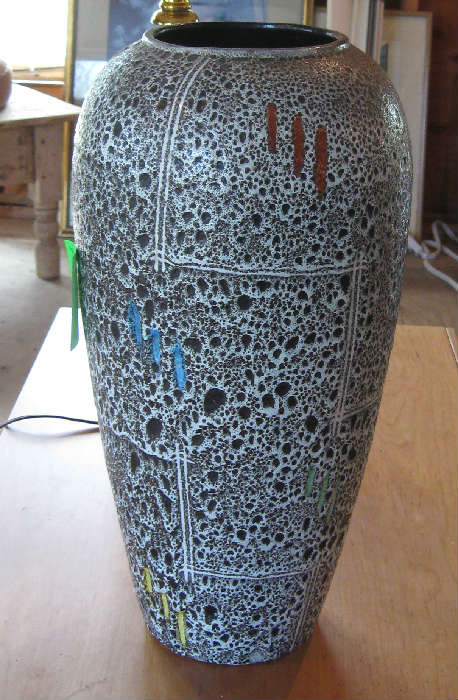 Large Art Pottery Vase - German with gold tag label