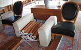 Odessa Black Leather Chairs, with Bed and Chest of Drawers
