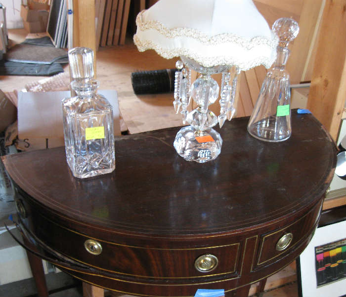Crystal Decanters and Lamp