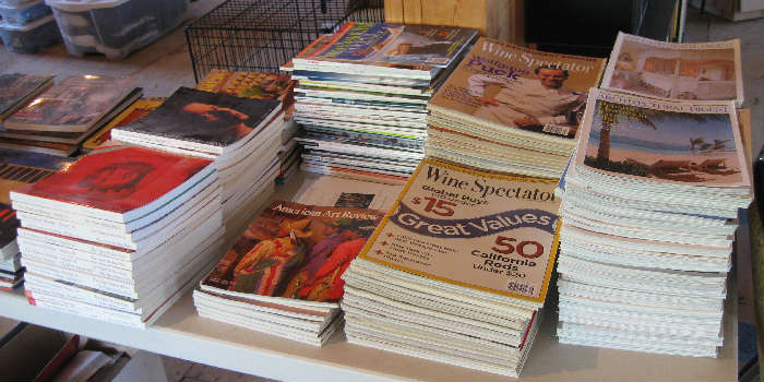 Magazines and Coffee Table Books, Architectural Digest, New American Paintings by The Open Studio Press, Veranda, Wine Spectator and many more decorator