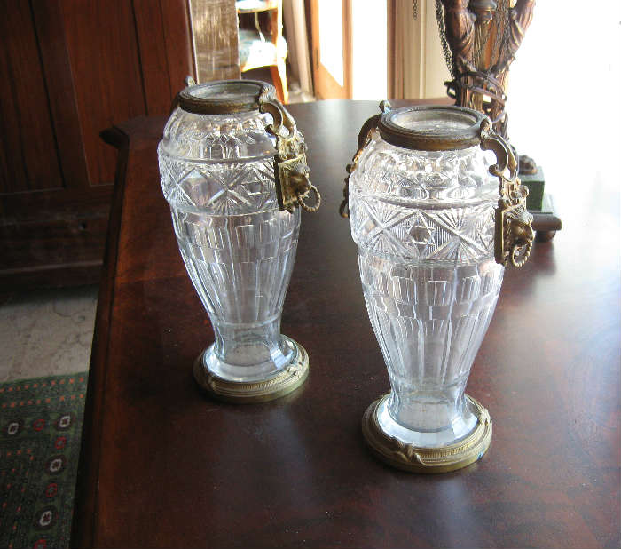 Antique French Crystal with Brass Ormolu