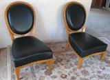 Pair of Black Leather Odessa Chairs, Oriental Rug