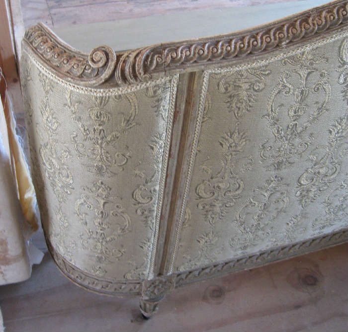 Antique Carved Bed with Upholstery