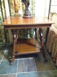 Unique antique oak lamp table