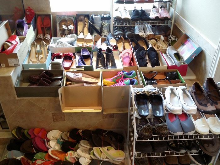 Shoes include Ralph Lauren, Yellow Box, Croc, Kate Spade, LL Bean, Skechers, Lands End, Oka B, Bernardo, Anne Klein, etc. (this is just a few of them)