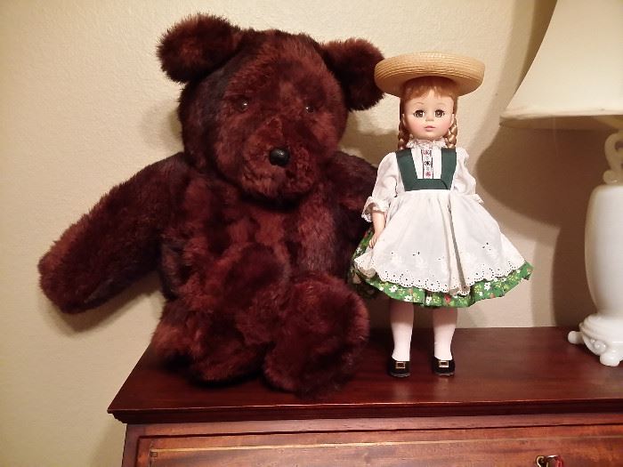 Mink teddy bear, Heidi Madame Alexander doll