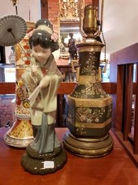 Llardro figur and Japanese lamp