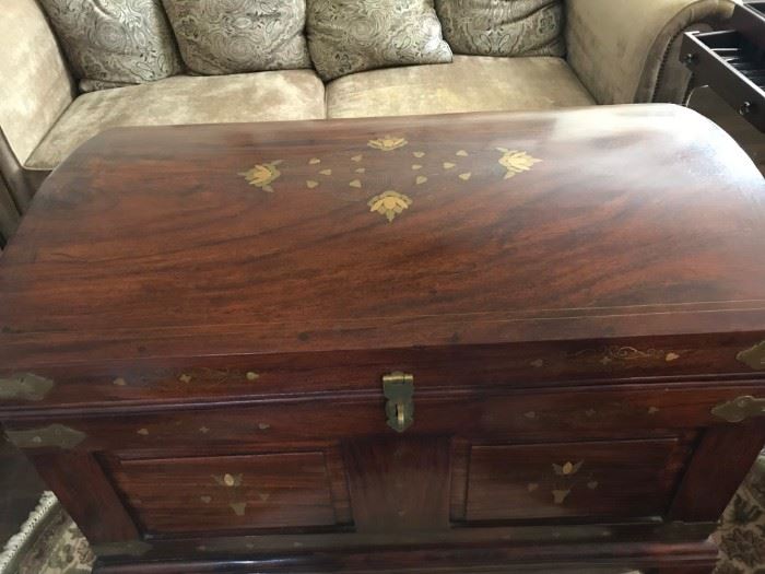 Large Inlaid Wood Dome Top Box