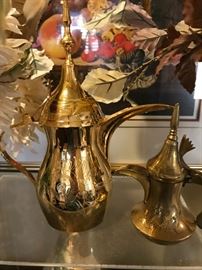 Gold Plated and Brass Middle East Tea Pots
