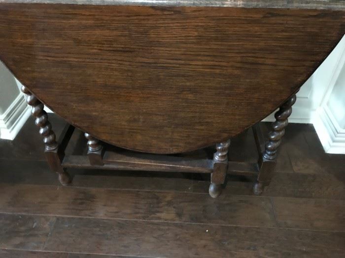 Antique Barley Twist Dropleaf Gateleg Table- Tiger Oak