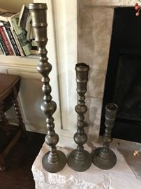 Graduated Brass Candlesticks