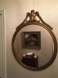 Antique round wall mirror