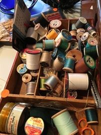 A jumble of sewing items