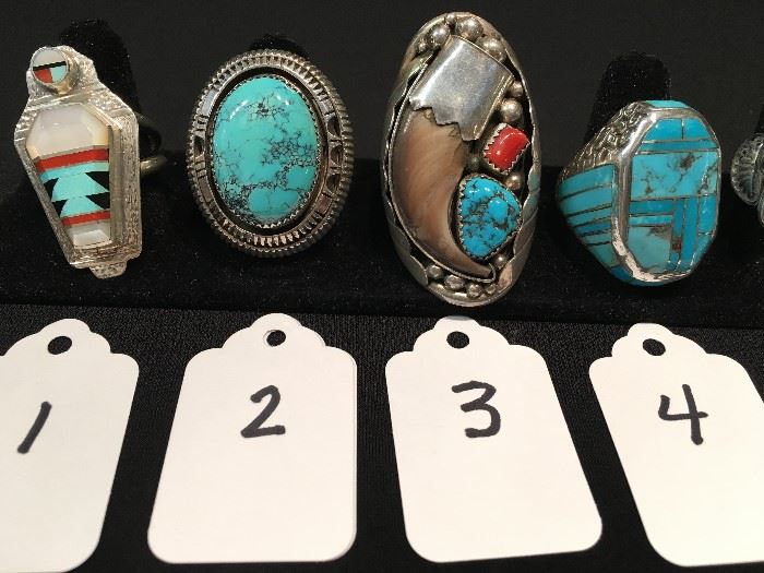 Four terrific rings from the collection of Native American jewelry