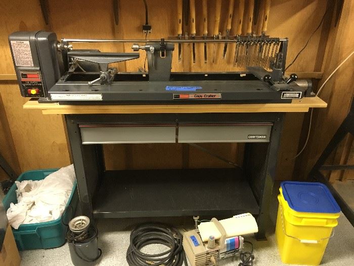 Craftsman lathe, table and accessories
