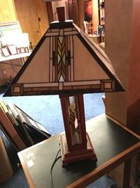 One of 3 matching stained glass lamps - one floor lamp and one ceiling fixture.