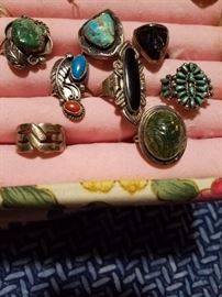 Sterling silver turquoise and other stone rings