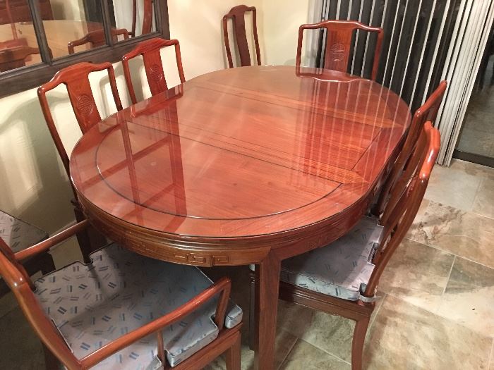Chinese Rosewood Dinning Table and Eight Chairs