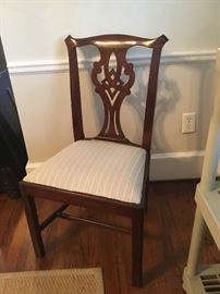 Henkel Harris dining room chairs, Chippendale style.   6 chairs, 2 captain’s chairs