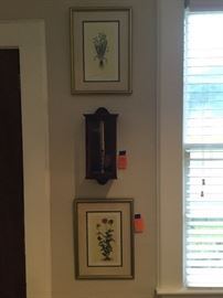 Botanical prints, 2 sets of 2