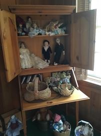 Pine drop-front secretary desk