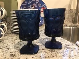 1970s 36 piece blue stemware