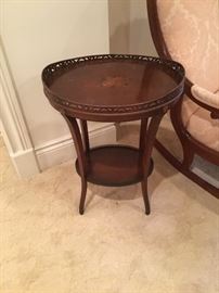 1940’s side table oval with gallery. 