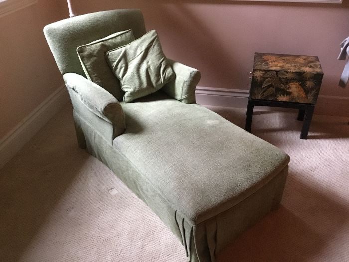 Green velvet chaise lounge